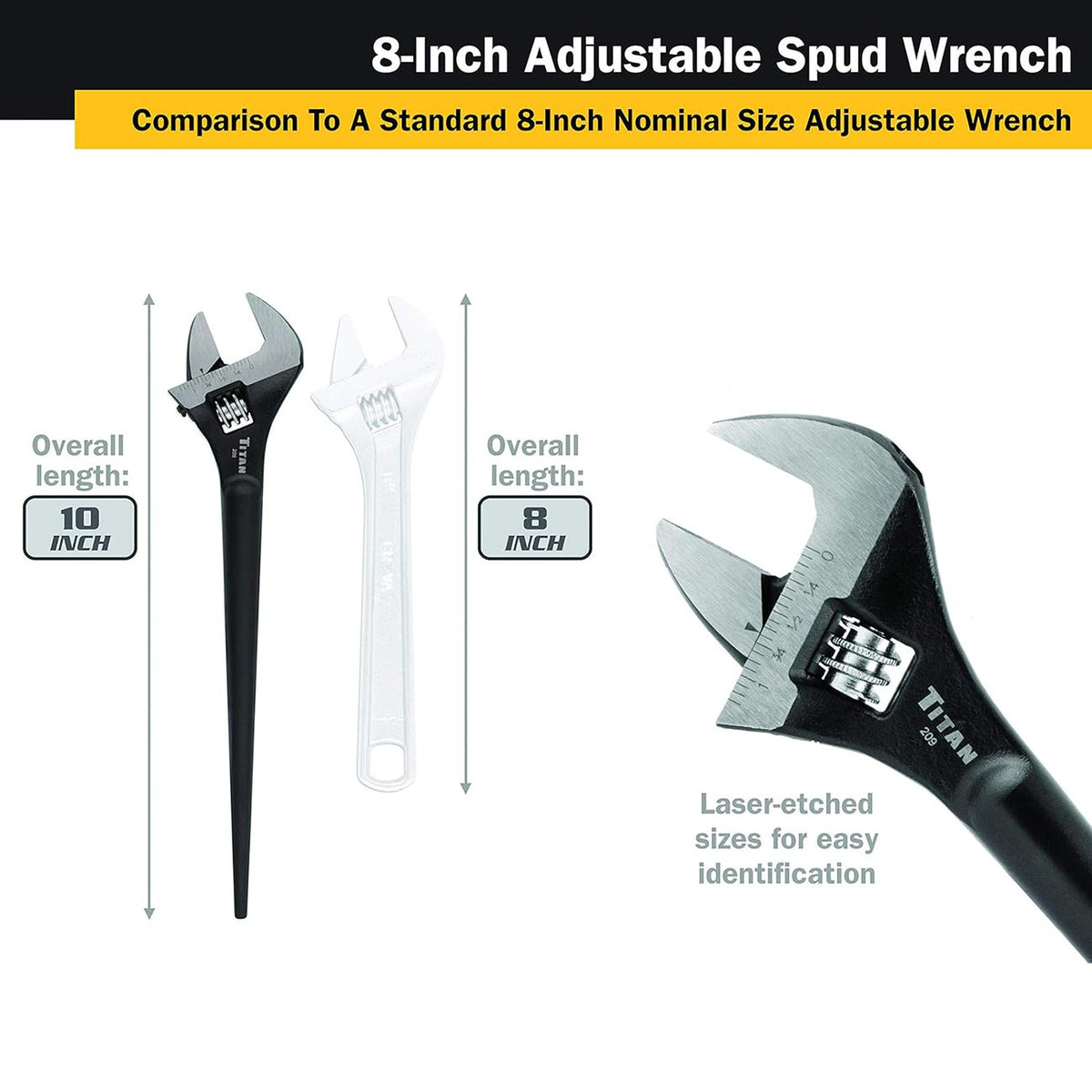 Titan Tool 209T 8-Inch Adjustable Construction Wrench