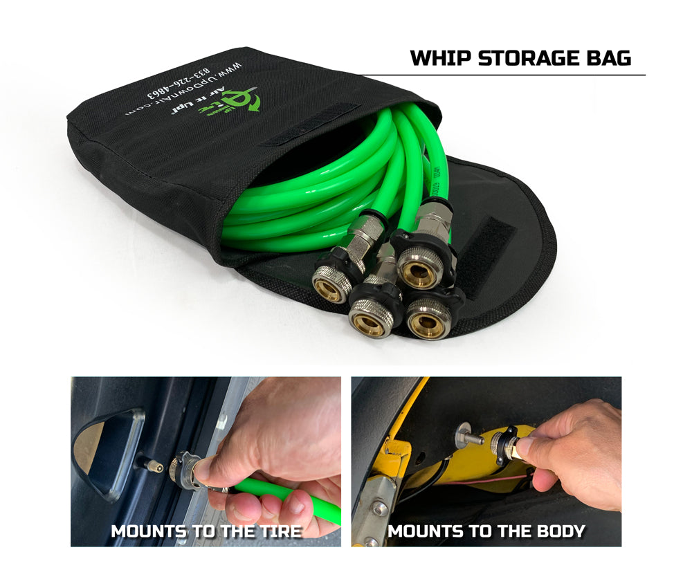 Up Down Air - 210-0717 - Jeep JK Tire Inflator System 4 Tire For 07-18 Wrangler JK W/Engine Mount With Box, Fittings, Hoses and Storage Bag Black