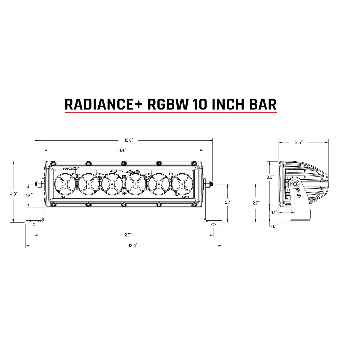Rigid Industries - 210053 - LED Light Bars - Radiance Plus 10 Inch RGBW Light Bar