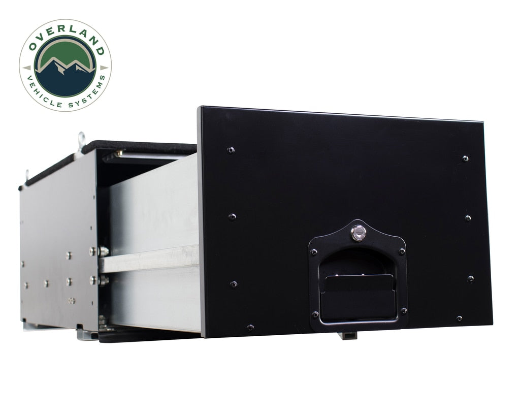 Overland Vehicle Systems - 21010301 - Cargo Box - Cargo Box With Slide Out Drawer Size Black Powder Coat Universal