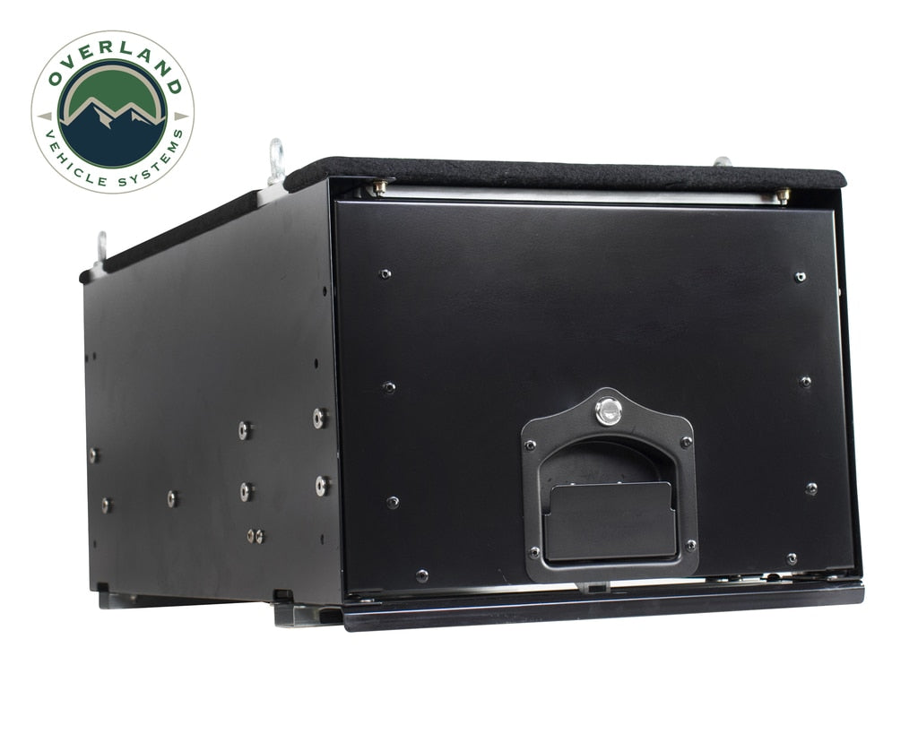 Overland Vehicle Systems - 21010301 - Cargo Box - Cargo Box With Slide Out Drawer Size Black Powder Coat Universal