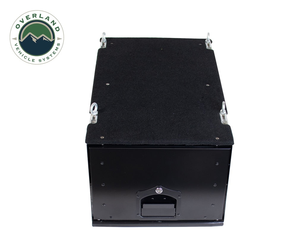 Overland Vehicle Systems - 21010301 - Cargo Box - Cargo Box With Slide Out Drawer Size Black Powder Coat Universal