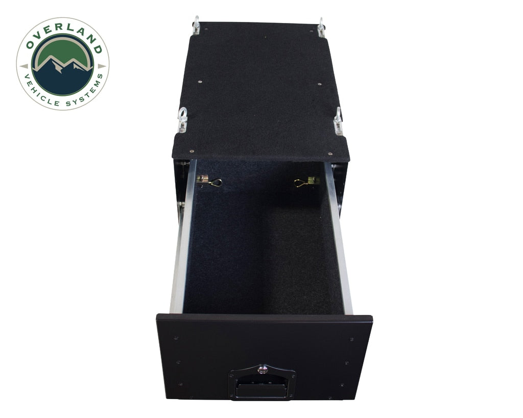 Overland Vehicle Systems - 21010301 - Cargo Box - Cargo Box With Slide Out Drawer Size Black Powder Coat Universal