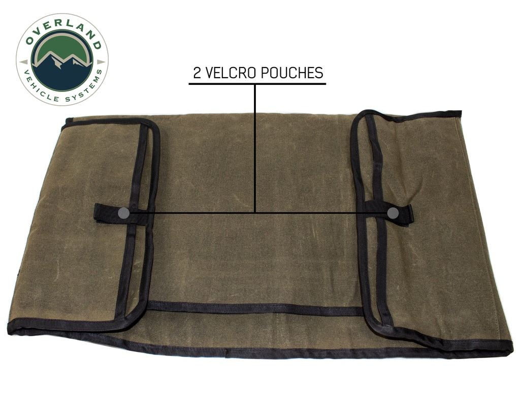 Overland Vehicle Systems - 21079941 - Tool Bag - Rolled Bag General Tools With Handle And Straps Brown 16 LB Waxed Canvas Canyon Bag Universal