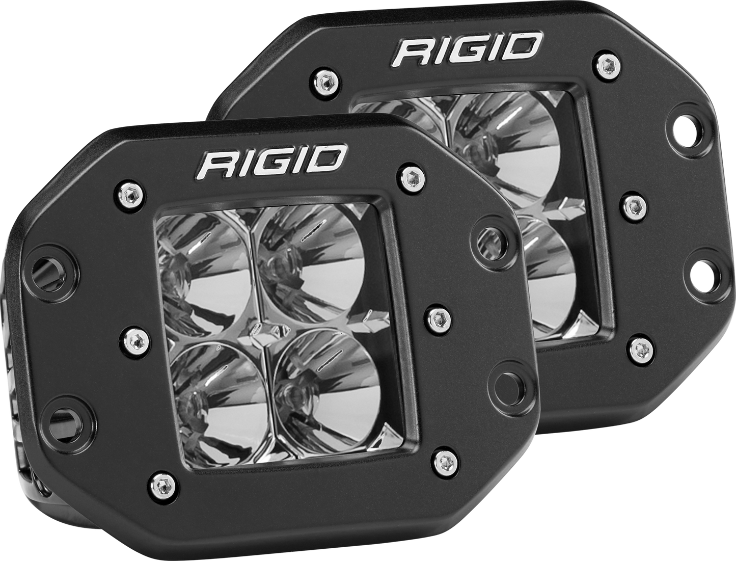 Rigid Industries - 212113 - Auxiliary Light - Flood Flush Mount Black Pair D-Series Pro