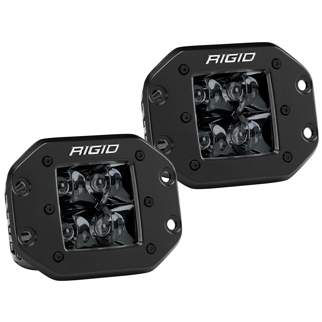 Rigid Industries - 212213BLK - Auxiliary Light - Spot Flush Mount Midnight Pair D-Series Pro