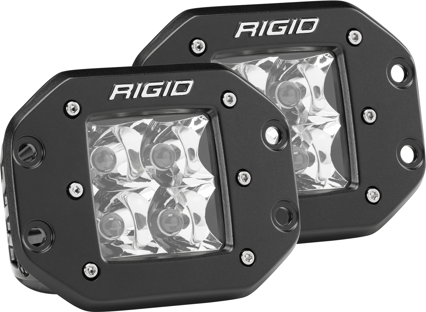 Rigid Industries - 212213 - Auxiliary Light - Spot Flush Mount Black Pair D-Series Pro