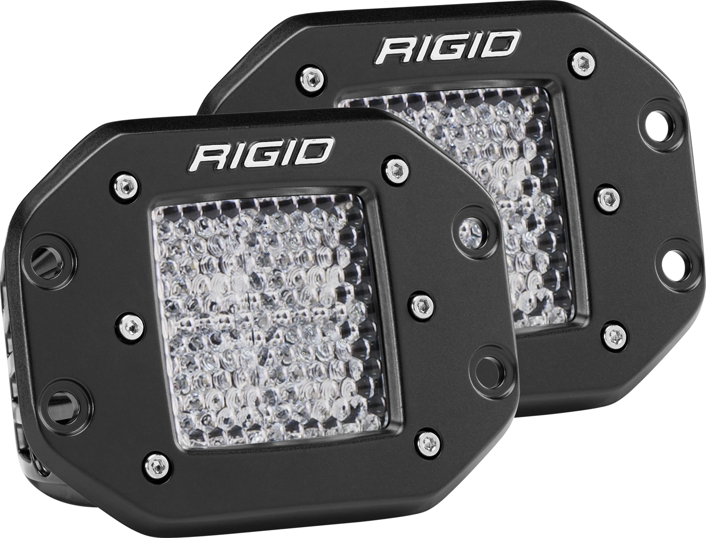 Rigid Industries - 212513 - Auxiliary Light - Diffused Flush Mount Black Pair D-Series Pro