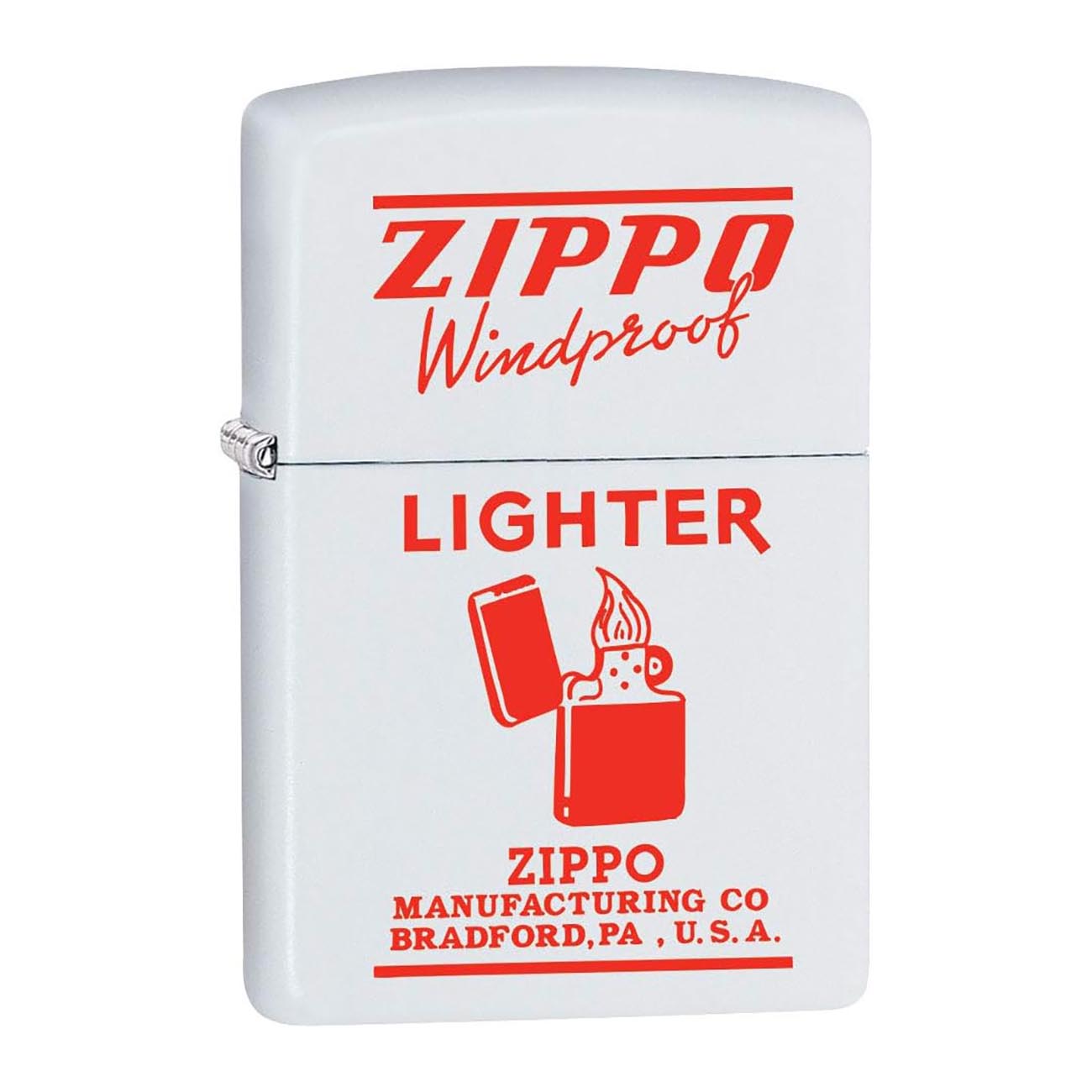 Zippo Vintage Ad Windproof Lighter, Red and White Matte