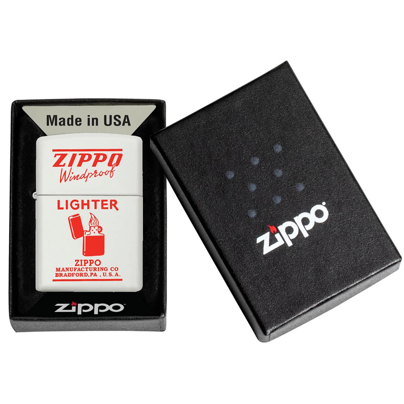 Zippo Vintage Ad Windproof Lighter, Red and White Matte