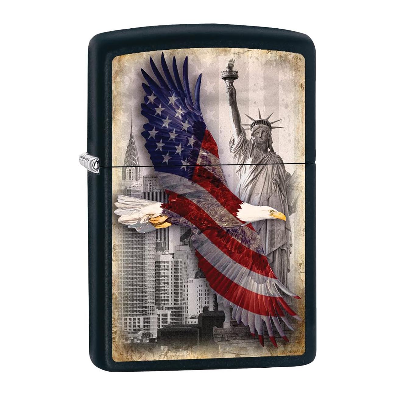 Zippo Bald Eagle and New York City Black Matte Windproof Lighter