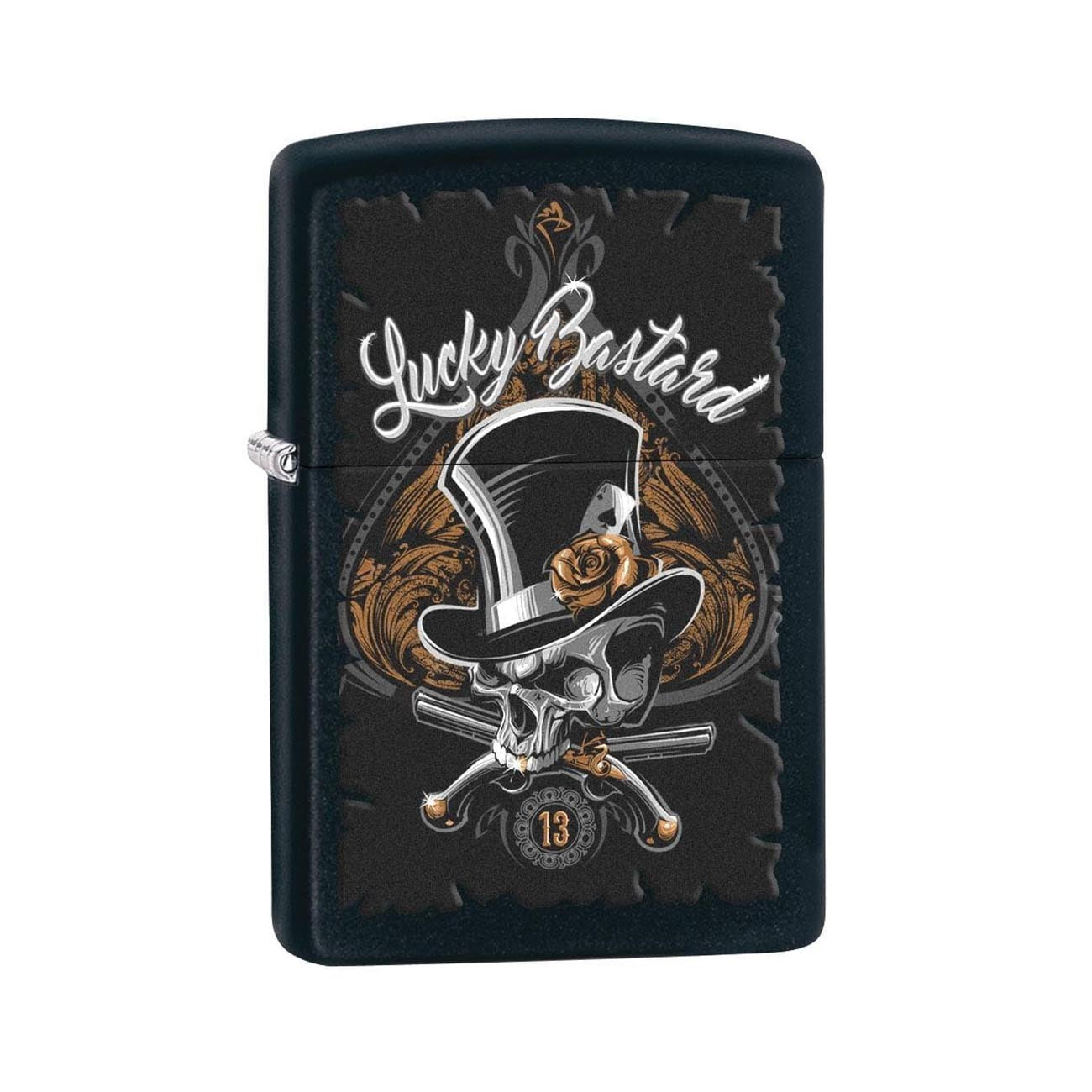Zippo 80196 Lucky Bastard Skull Black Matte Windproof Lighter