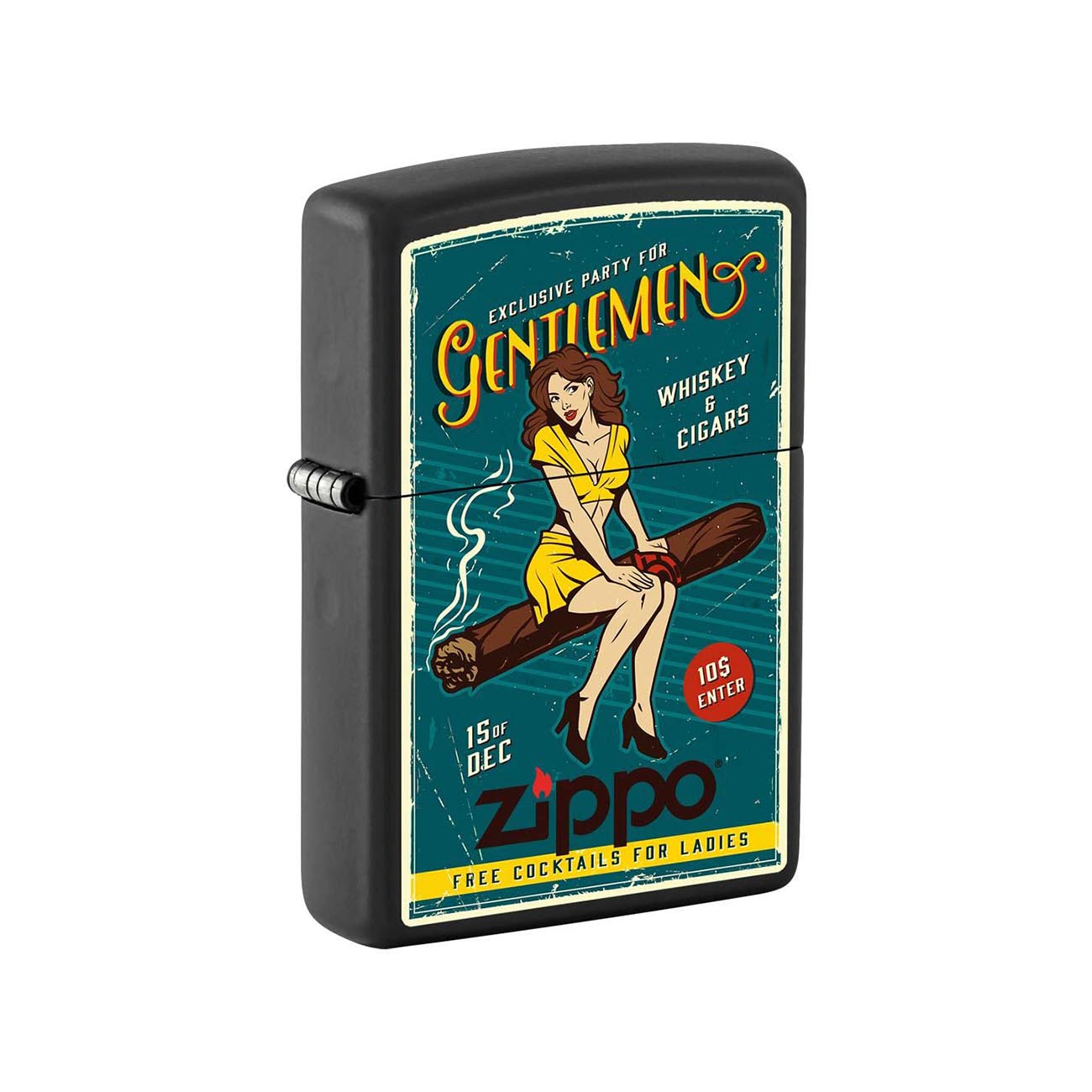Zippo 81329 Cigar Pin-Up Girl Black Matte Windproof Lighter