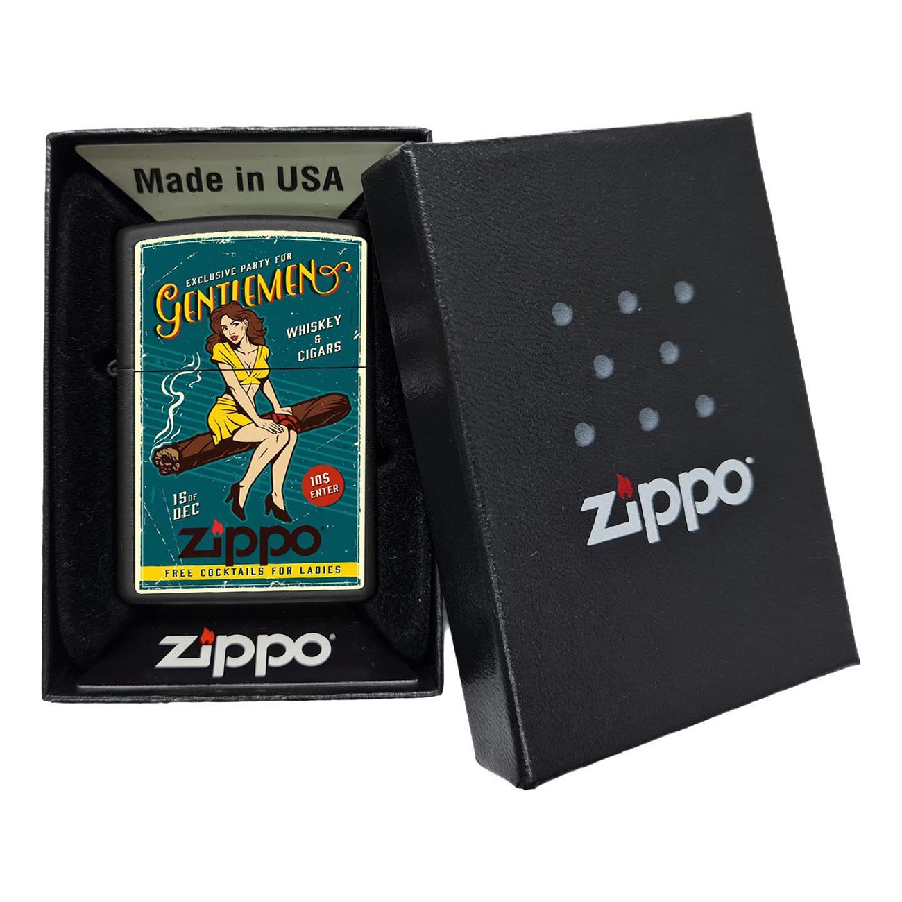 Zippo 81329 Cigar Pin-Up Girl Black Matte Windproof Lighter
