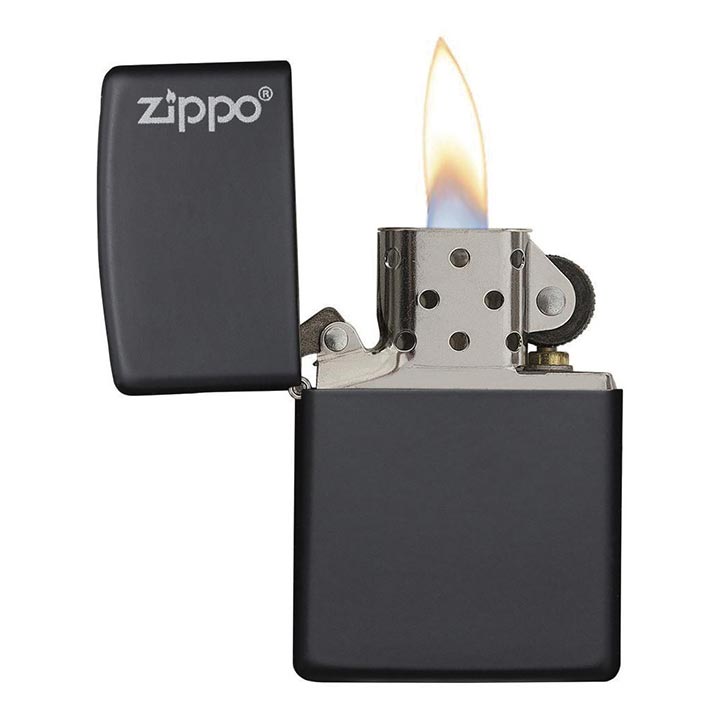 Zippo Windproof Lighter, Black Matte with Zippo Logo