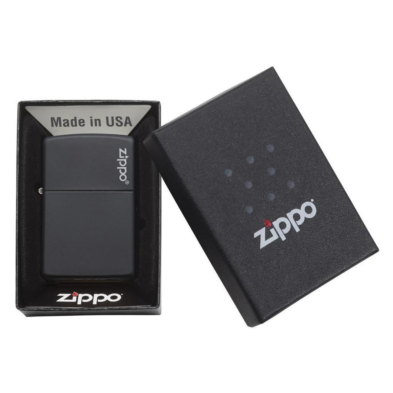 Zippo Windproof Lighter, Black Matte with Zippo Logo