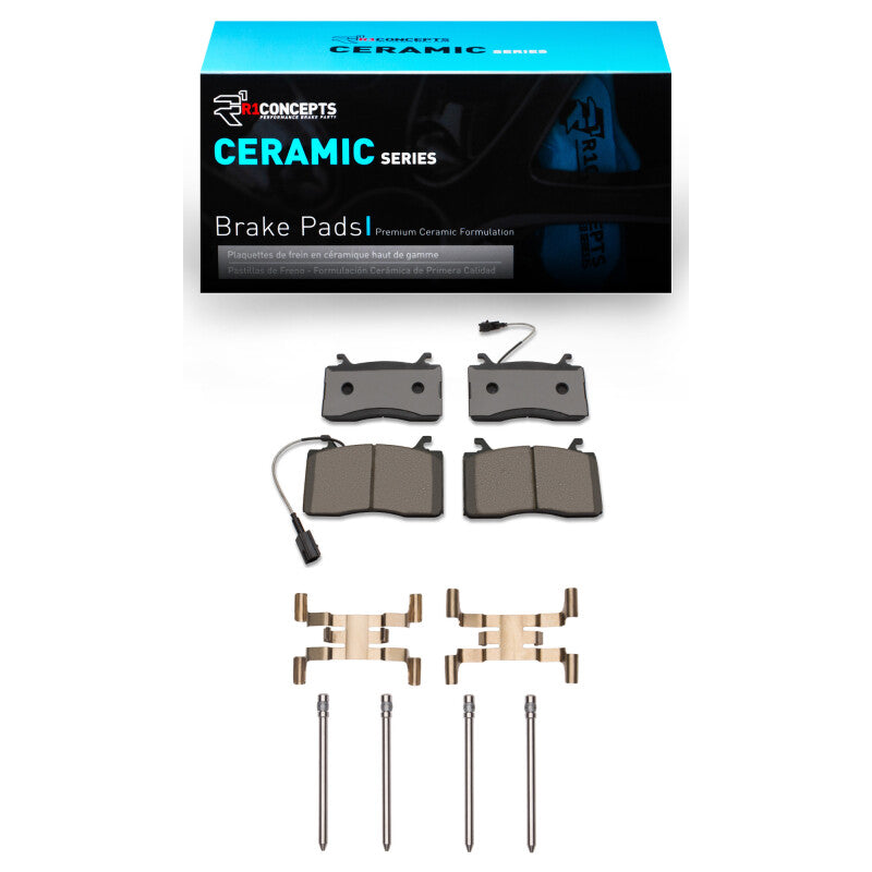 R1 Concepts RNC2310-2052-01 Ceramic Front Brake Pads and Hardware Kit for 2017-2025 Alfa Romeo Stelvio