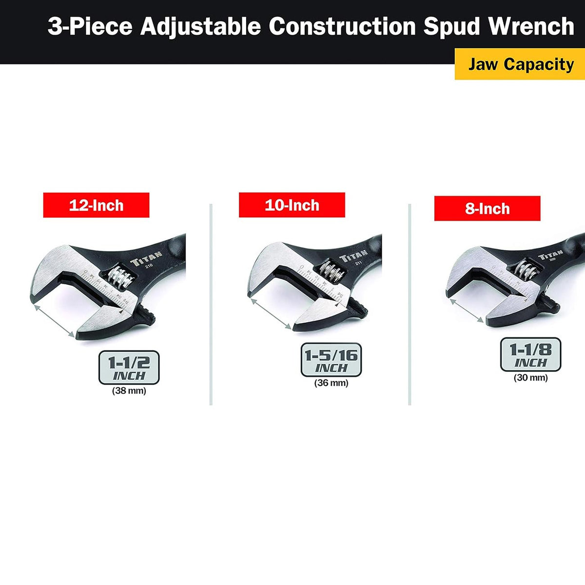 Titan Tool 3-Piece Adjustable Construction Wrench Set