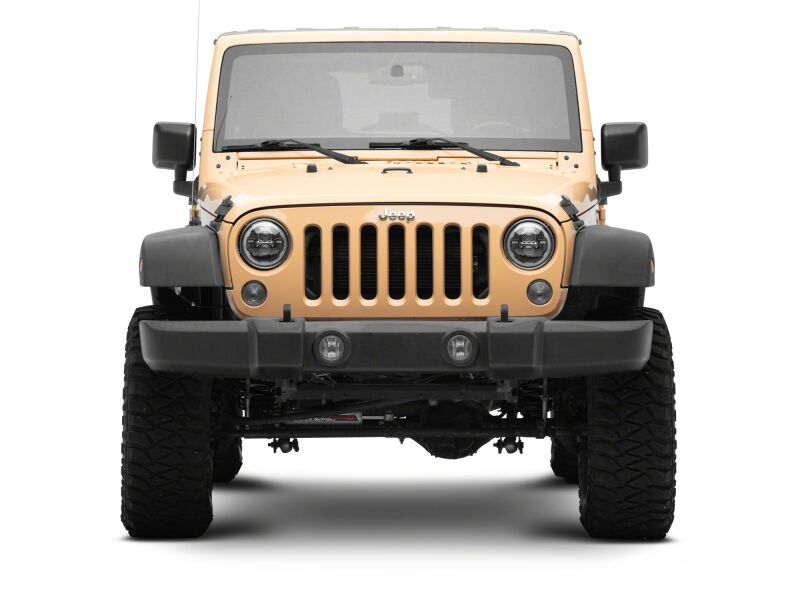 Raxiom 07-18 Jeep Wrangler Axial Series 7-Inch LED Headlights with DRL, Black Housing, Clear Lens