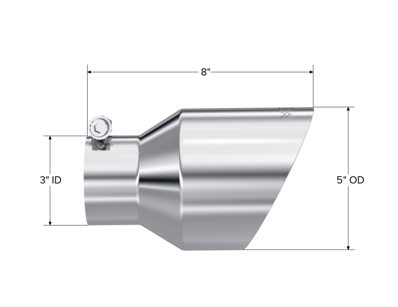 MBRP Armor Pro T304 Stainless Steel Exhaust Tip T5187, 3-Inch Inlet, 5-Inch Outlet, 8-Inch Angle Cut