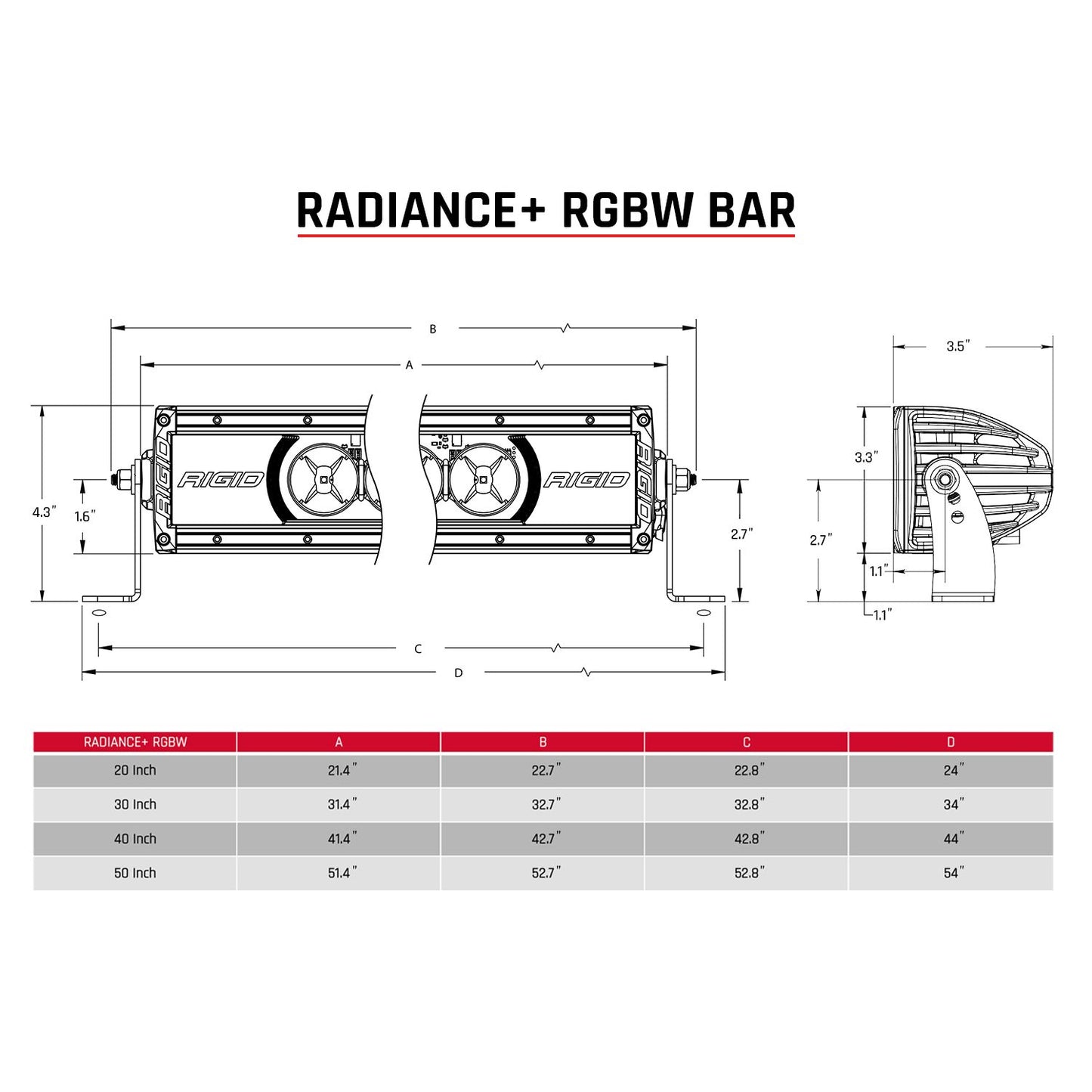 Rigid Industries - 230053 - LED Light Bars - Radiance Plus 30 Inch RGBW Light Bar