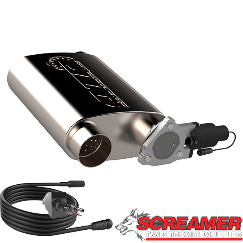 QTP 3in Weld-On 304SS Screamer Muffler w/Bolt-On QTEC Electric Cutout