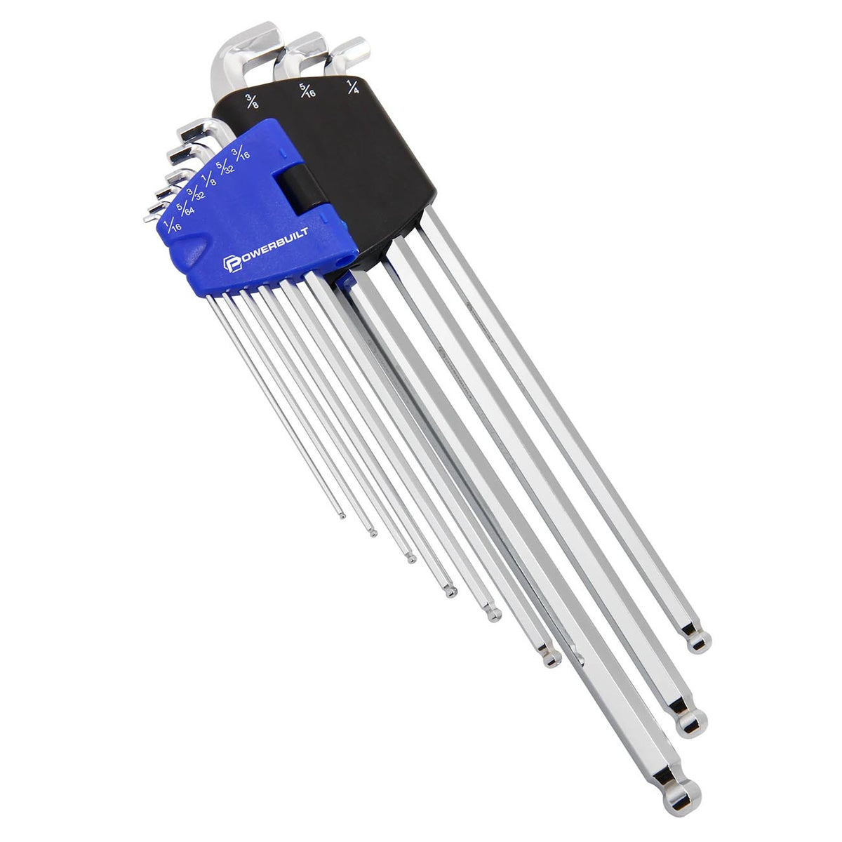 Powerbuilt SAE Stubby and Long Arm Hex Key Wrench Set, 9-Piece
