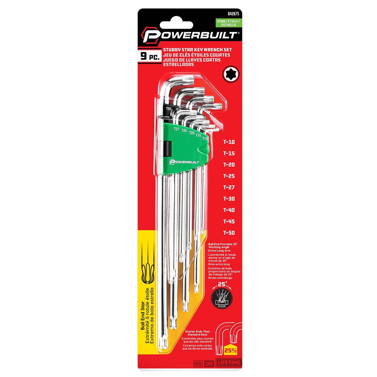 Powerbuilt Stubby Long Arm Torx Key Wrench Set, 9-Piece