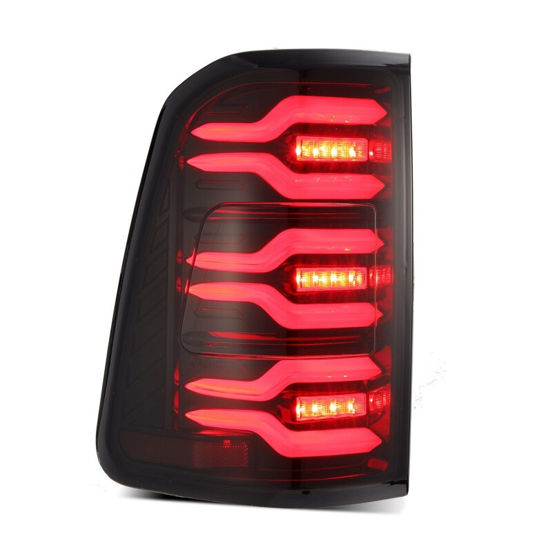 AlphaRex Luxx-Series LED Tail Lights for 2019-2021 Ram 1500, Black/Red, Part ARX640050