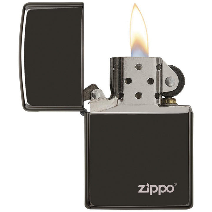 Zippo Windproof Lighter with Ebony Finish and Zippo Logo