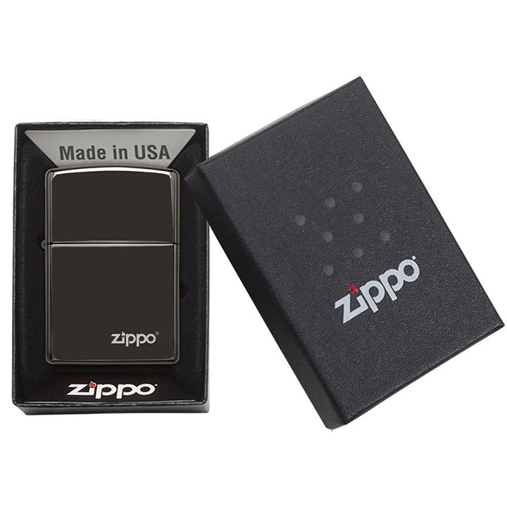 Zippo Windproof Lighter with Ebony Finish and Zippo Logo