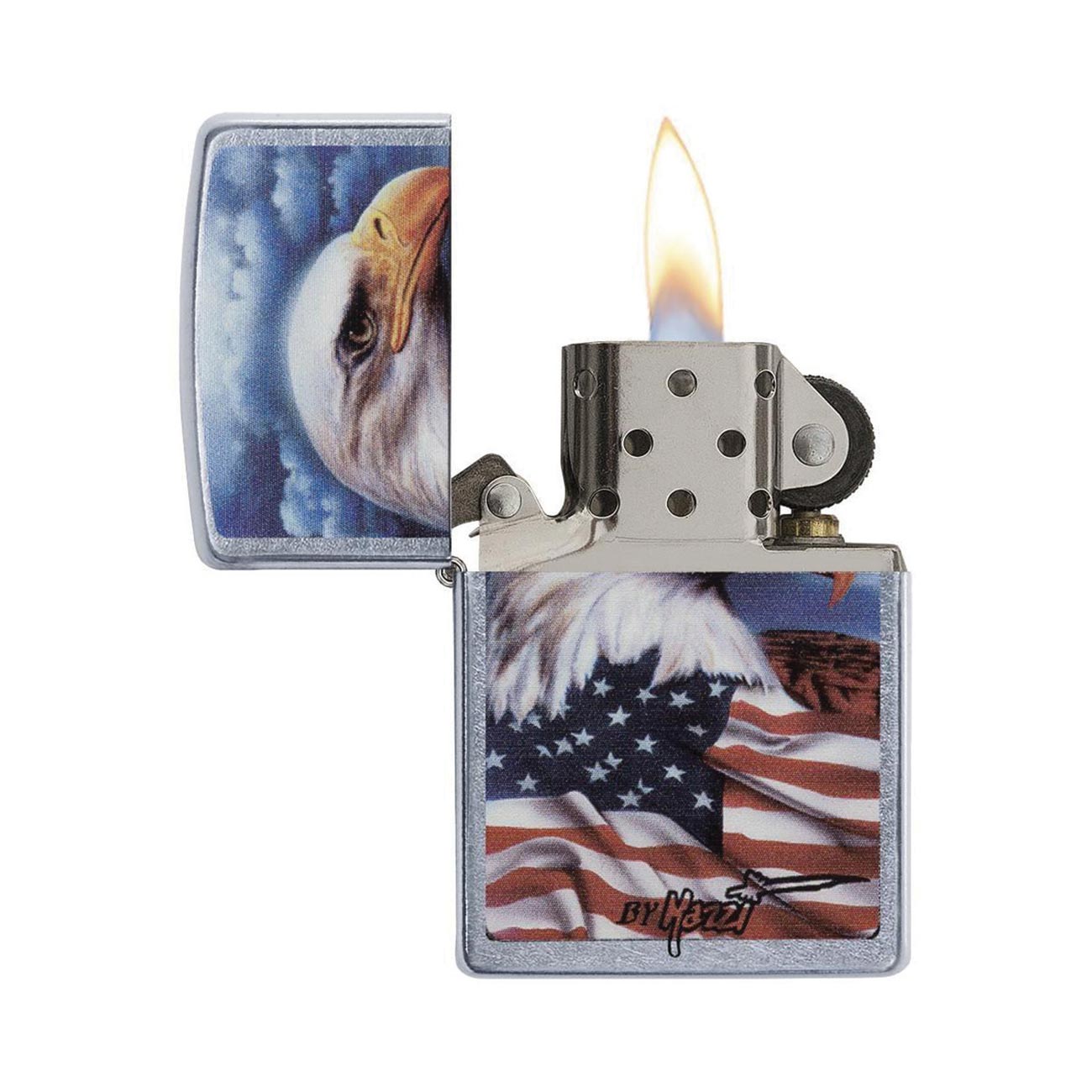 Zippo Mazzi Freedom Watch Windproof Lighter, Street Chrome