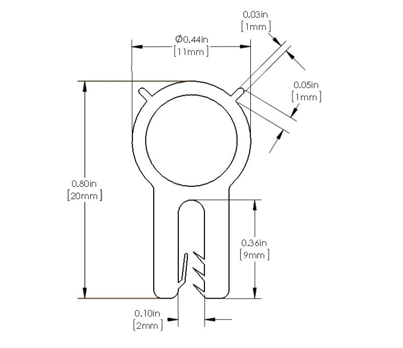 aFe MagnumFORCE Cold Air Intake Replacement Trim Seal Kit, 1/16 in. Edge, 7/16 in. Bulb, 36 in. Length - Part Number 59-10095