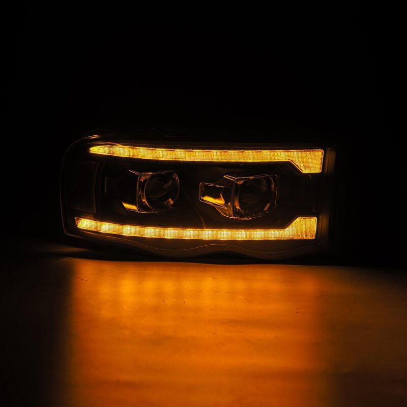 AlphaRex LUXX-Series Projector Headlights for 2002-2005 Dodge Ram 1500, Plank Style Black, Part Number ARX880567
