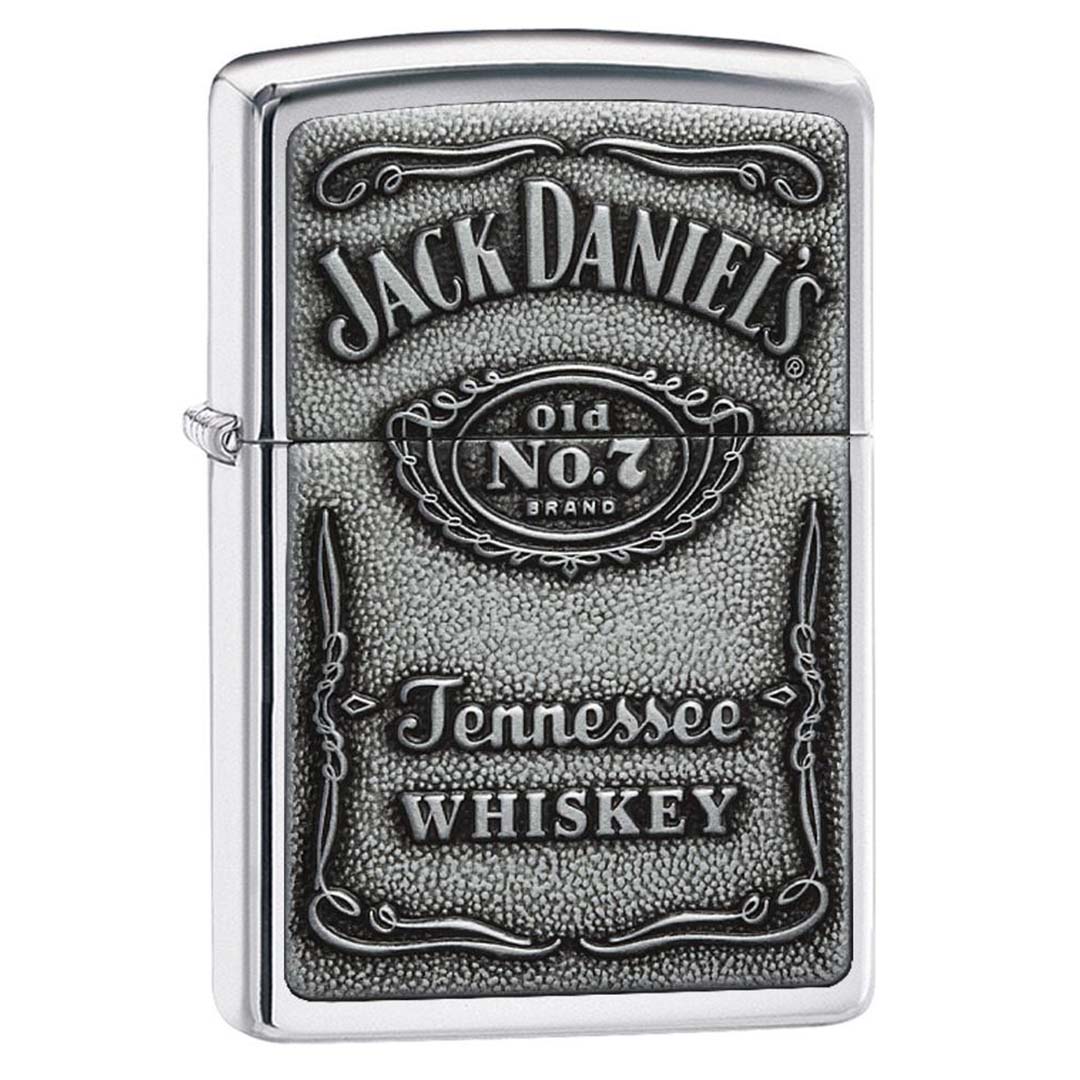 Zippo Jack Daniel's Label Pewter Emblem High Polish Chrome Windproof Lighter