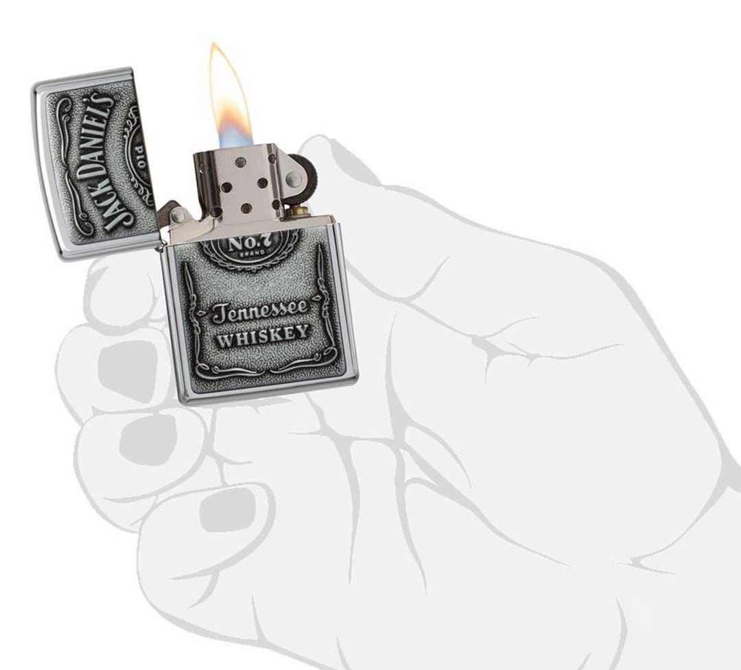 Zippo Jack Daniel's Label Pewter Emblem High Polish Chrome Windproof Lighter