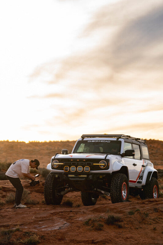 DV8 Offroad Ford Bronco Raptor Tube Front Bumper with Integrated Light Mounts and Optional Prerunner Push Bar