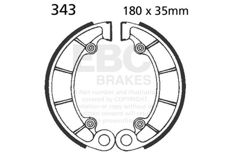 EBC Powersports EBC343 Motorcycle Replacement Brake Shoes for Select Honda Shadow Models