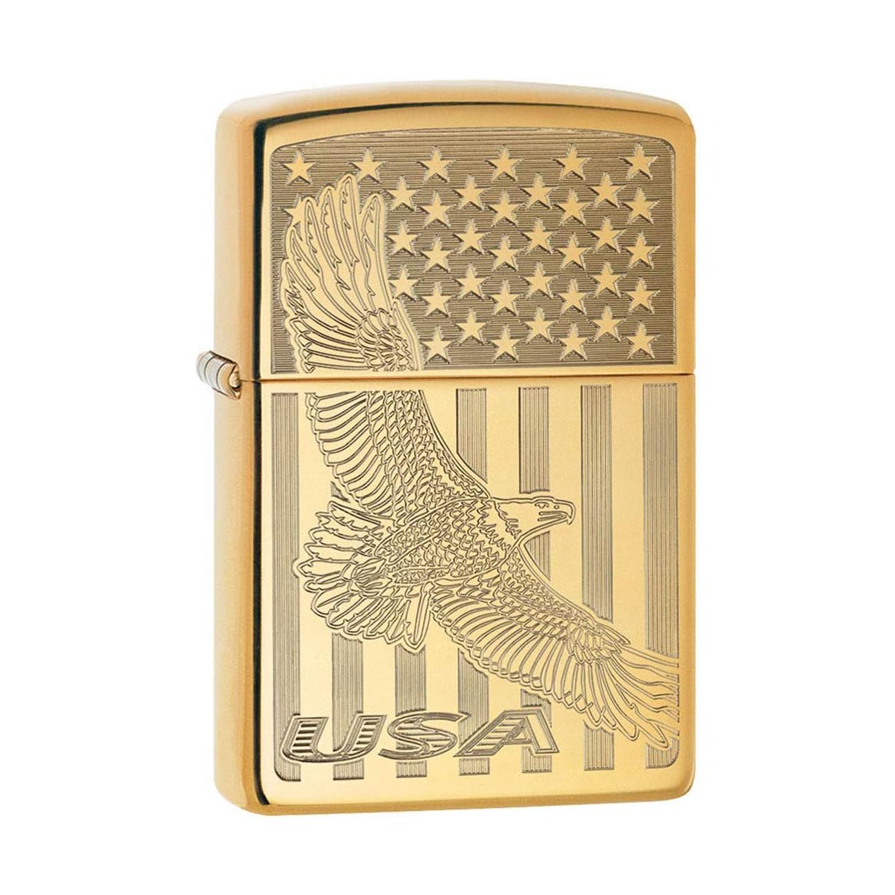Zippo 80744 Windproof Lighter with Flying Eagle Engraving, High Polish Brass