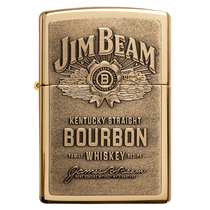 Zippo Jim Beam Windproof Lighter with Brass Emblem, High Polish Brass
