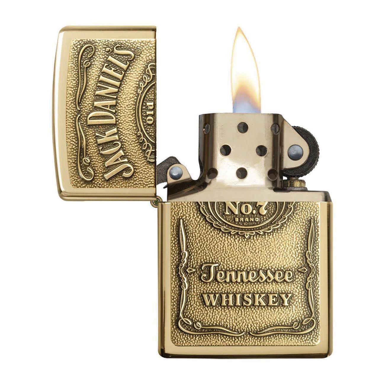 Zippo Jack Daniel’s Label Brass Emblem High Polish Brass Windproof Lighter
