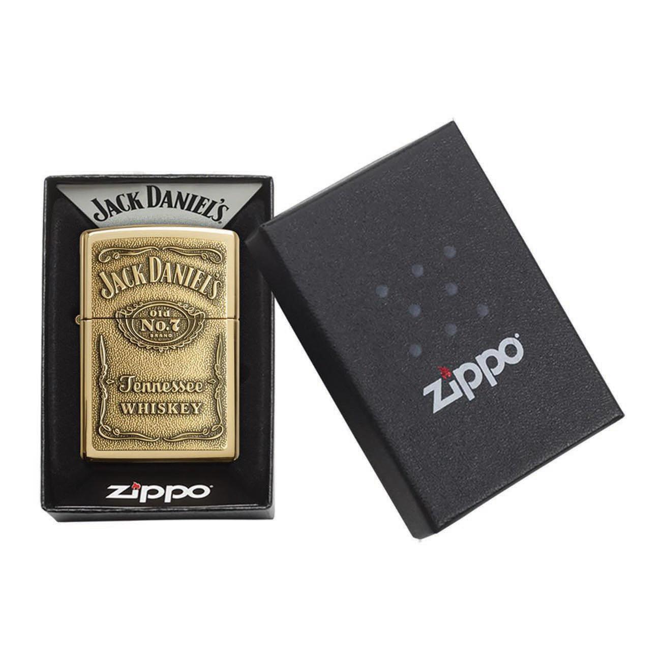 Zippo Jack Daniel’s Label Brass Emblem High Polish Brass Windproof Lighter