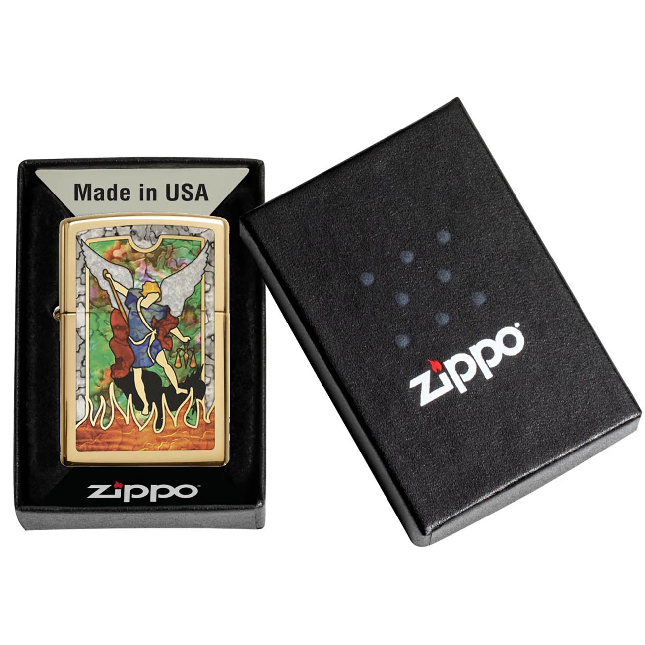 Zippo Saint Michael the Archangel Fusion High Polish Brass Windproof Lighter