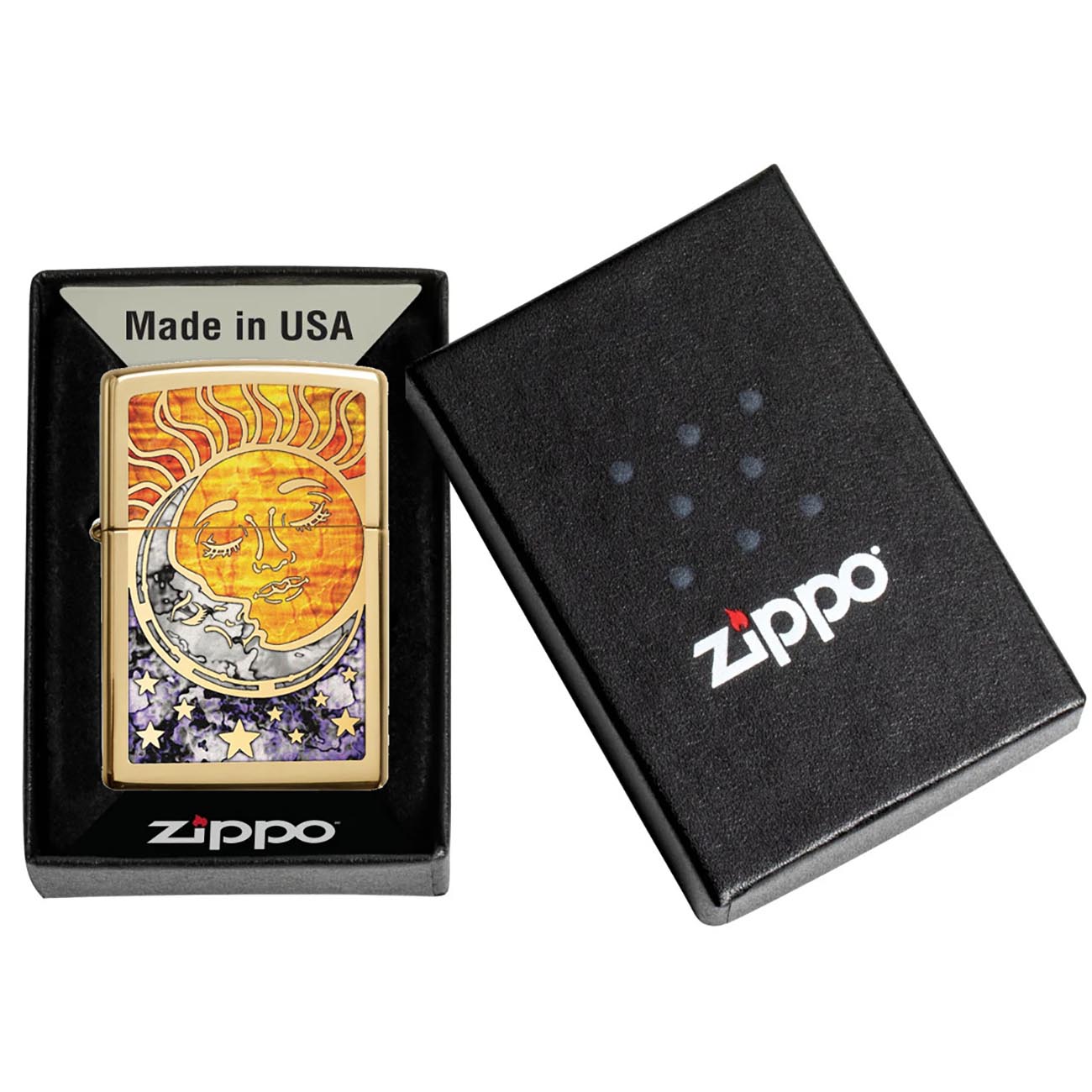 Zippo Fusion Sun and Moon High Polish Brass Lighter