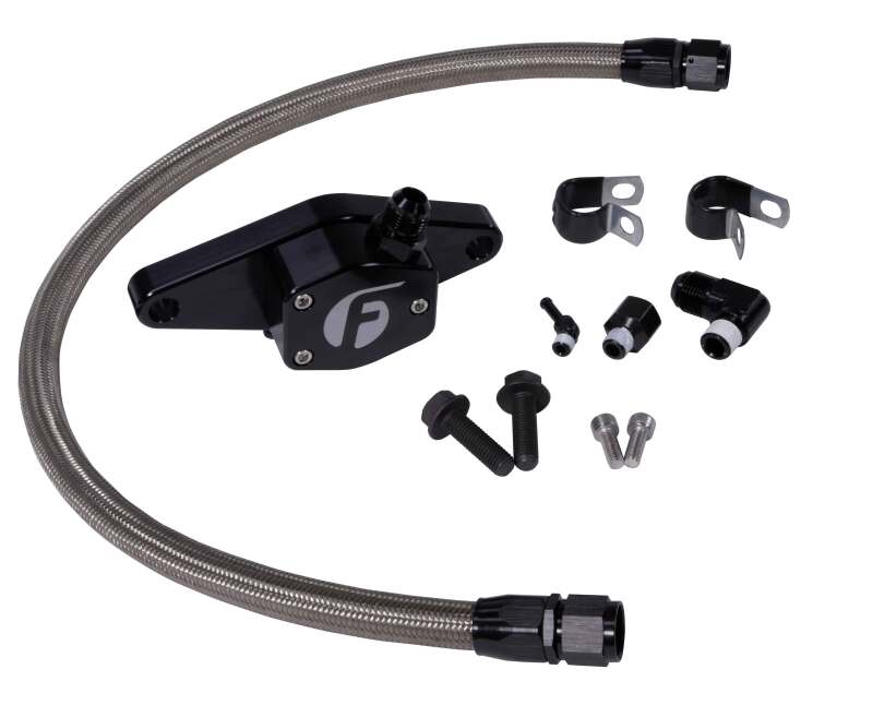 Fleece Performance fpeFPE-CLNTBYPS-CUMMINS-12V-SS - 1994-1998 12V Coolant Bypass Kit with Stainless Steel Braided Line