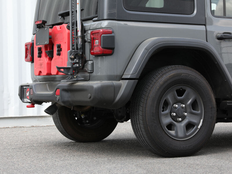 aFe POWER MACH Force-Xp 409 Stainless Steel Axle-Back Hi-Tuck Exhaust System with Black Tip, Part Number 49-48070-1B, for 2018–2026 Jeep Wrangler JL