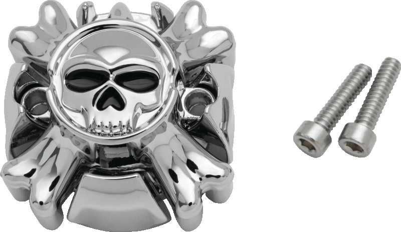 Kuryakyn 6281 Replacement Zombie Grip Emblems, Chrome, Without Throttle Boss