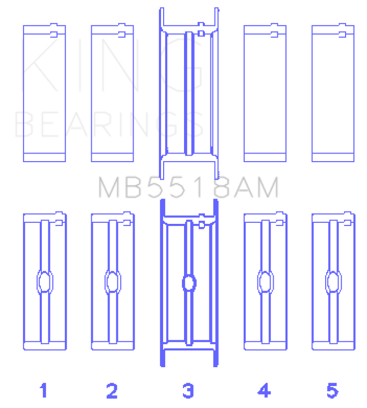 King Engine Bearings MB5518AM010 AMC/Jeep 390/401 Crankshaft Main Bearing Set, 0.010-Inch Undersize