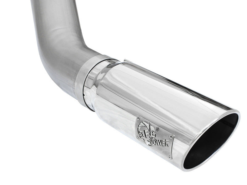 aFe MACH Force XP Large Bore 5-Inch DPF-Back Exhaust with Polished Tip, Part Number 49-02051-1P, for 2013–2015 Dodge Ram 2500 and 3500 6.7L Diesel