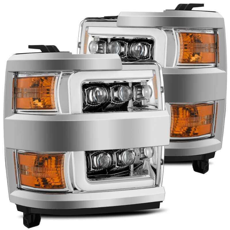 AlphaRex ARX880228 NOVA-Series LED Projector Headlights for 2019 Chevrolet Silverado 2500HD and 3500HD, Plank Style Chrome